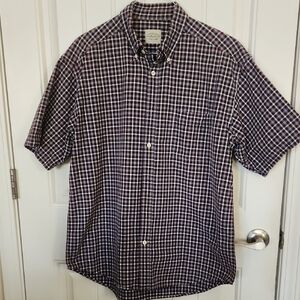 Mens Short Sleeve L Plaid Button Down Shirt